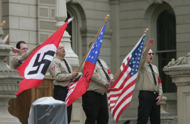 Neo Nazis National Socialists Movement rally in East Lansing, Michigan