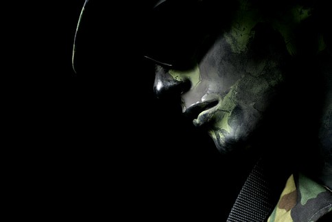 Army soldier dummy portrait with shadows